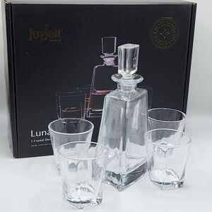 JoyJolt Glassware‎ Luna Whiskey Crystal Decanter And Glass Set of 6
